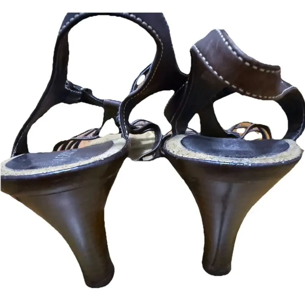 AEROSOLS Woman’s Chocolate Brown Ankle Strap Sandals Strappy High Heel Size 8